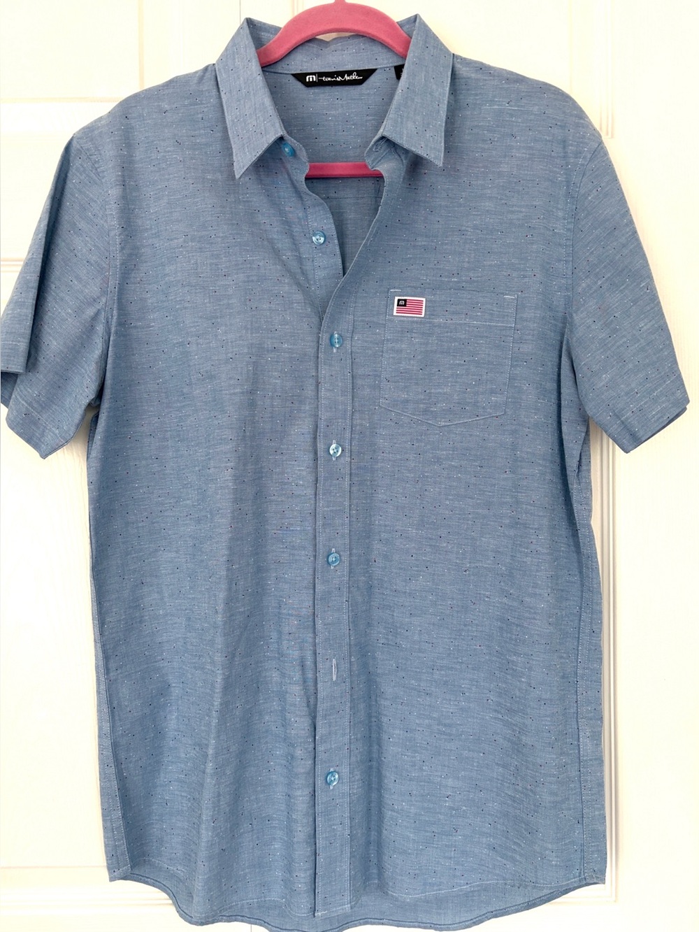 TravisMathew Shirt Eagle Pride Short Sleeve Button Up Woven Shirt New Medium - Picture 5 of 14
